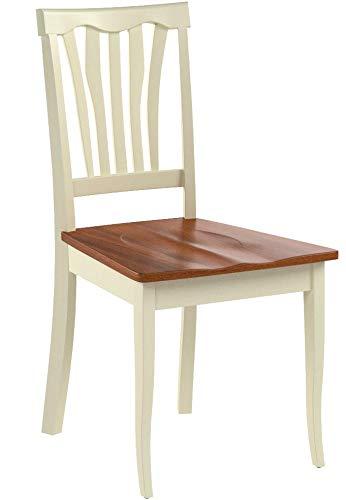 Avon Cream & Cherry Solid Wood Slat-Back Dining Chair, Set of 2