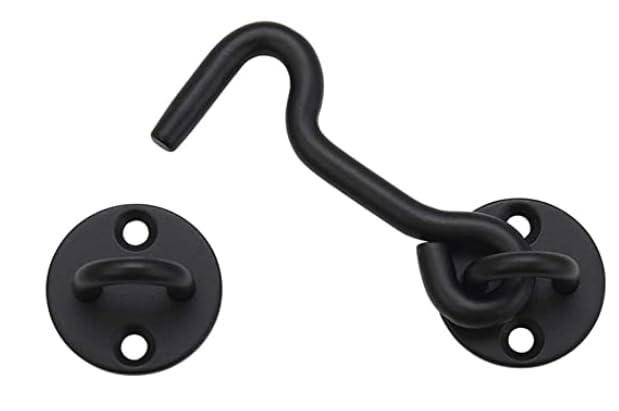 MAXAYA 4” Privacy Hook And Eye Gate Latch Easy Lock For Barn Door, Blac...