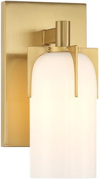 Warm Brass and Opal Glass 1-Light Vanity Sconce