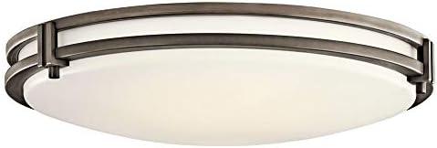 Avon 24" Distressed Bronze LED Flush Mount with White Shade