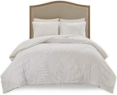 Madison Park Bahari Tufted Cotton Chenille Palm Duvet Cover Set