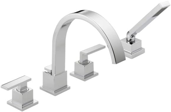 Vero Double Handle Deck Mounted Roman Tub Faucet with Handshower