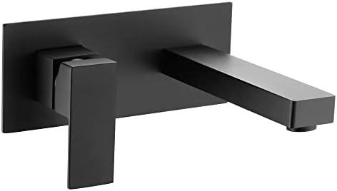 sumerain Matte Black Bathroom Faucet, Single Handle Wall Mount Sink Faucet and Rough in Valve Included, Left-Handed Design