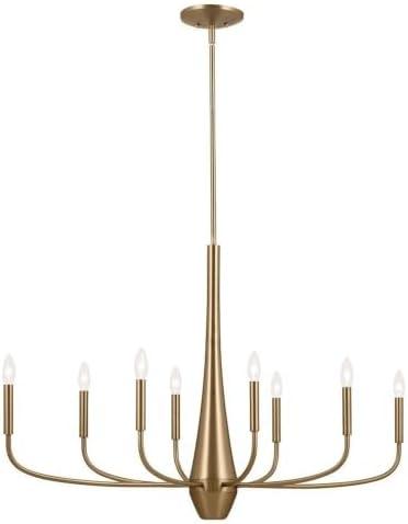 Kichler Deela 8-Light Chandelier, Modern Light in Champagne Bronze, Sloped Ceiling Compatible, for Over Long Oval Dining Room Table (41" x 18.5" x 27"), 52528CPZ