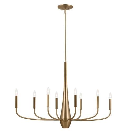 Kichler Deela 8-Light Chandelier, Modern Light in Champagne Bronze, Sloped Ceiling Compatible, for Over Long Oval Dining Room Table (41" x 18.5" x 27"), 52528CPZ