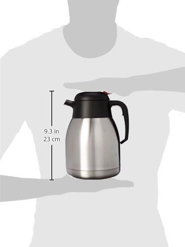 Stainless Steel Insulated Coffee Carafe with Red Button, 1.5 Liter