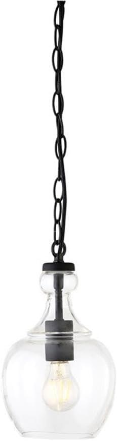 Evelyn&Zoe 7" Brushed Nickel Finish Metal/Glass Pendant
