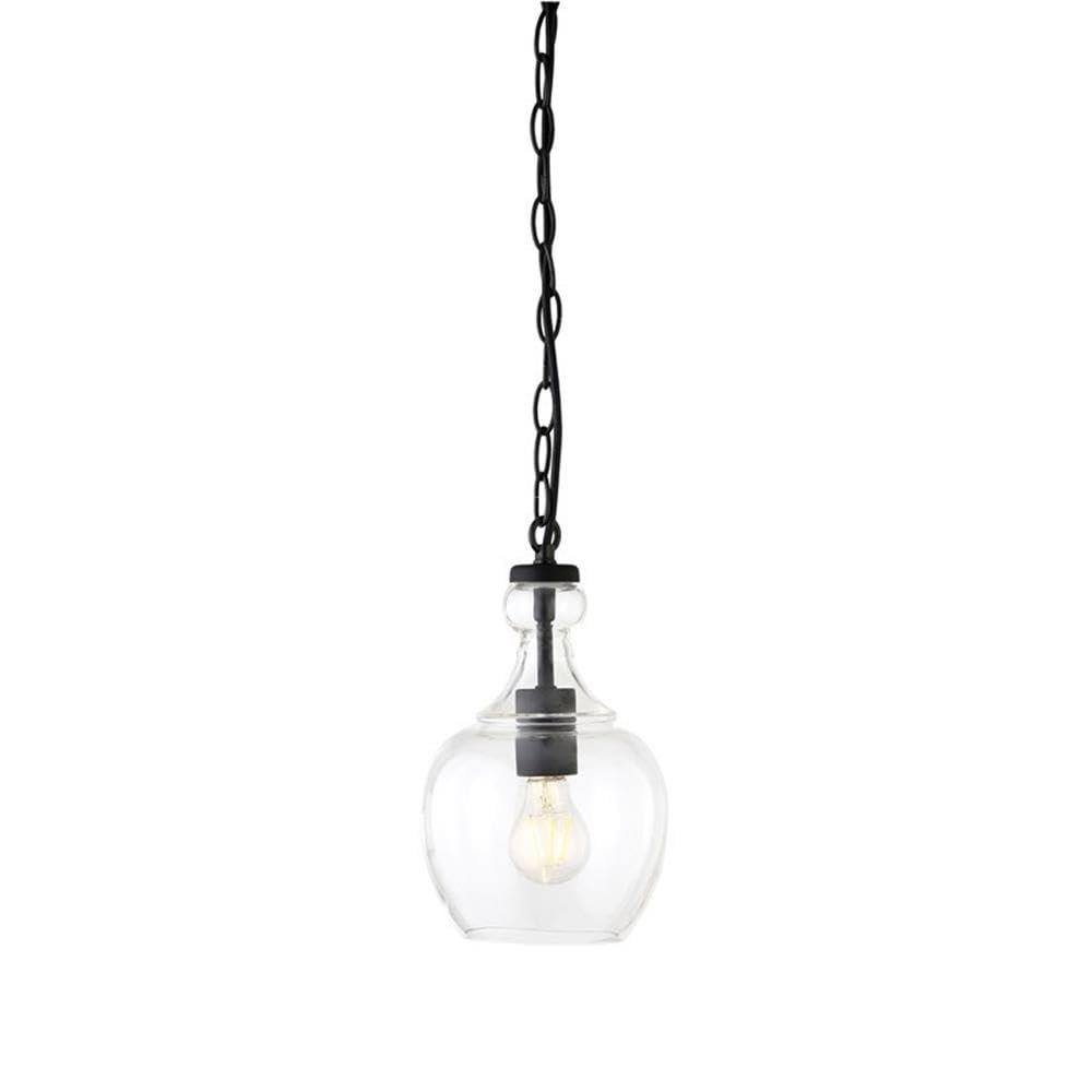 Evelyn&Zoe 7" Brushed Nickel Finish Metal/Glass Pendant