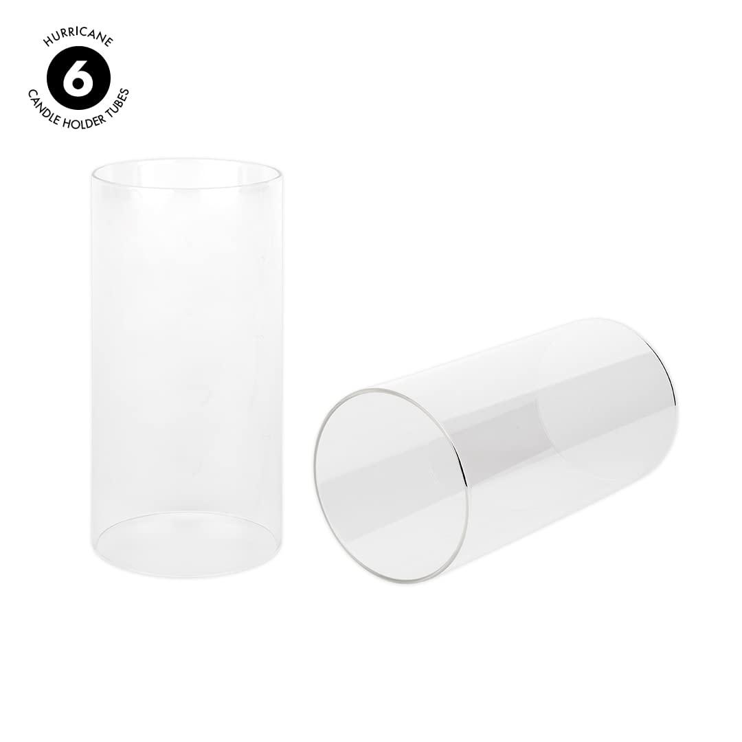 Koyal Wholesale 4" x 8" Glass Hurricane Candle Holder Shades - Chimney Glass Tube Covers for Taper & Pillar Candles, 6pk