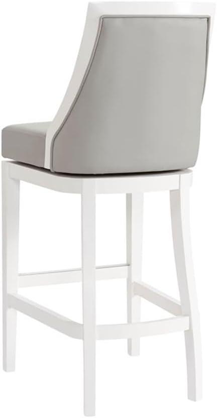 Ellie 19" Wide Solid Rubber Wood Frame Linen Fabric Counter Height Swivel Stool With Back