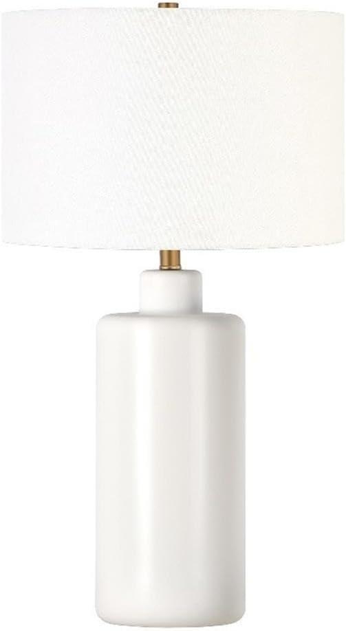 Evelyn&Zoe 25" Contemporary Ceramic Table Lamp with White Drum Linen Shade