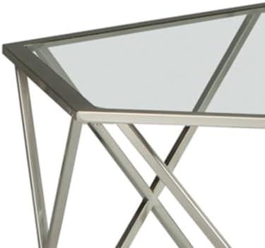 3pc Madanere Coffee and End Table Set Chrome Finish - Signature Design by Ashley: Modern Hexagonal Shape, Tempered Glass