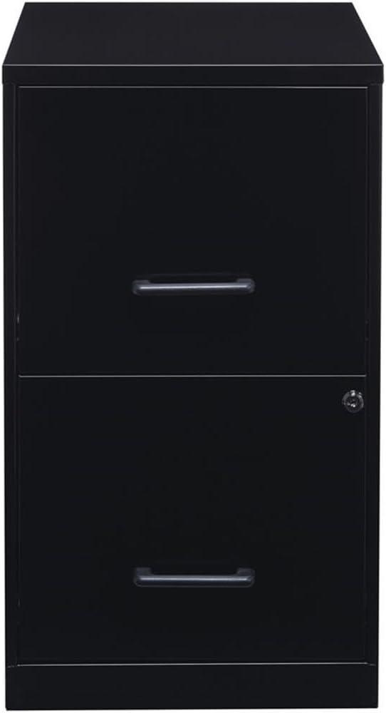 Black Metal 2-Drawer Lockable File Cabinet