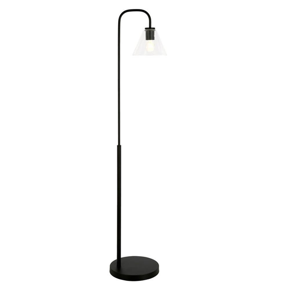 Evelyn&Zoe Henderson Arc Floor Lamp with Glass shade in Blackened Bronze/Clear