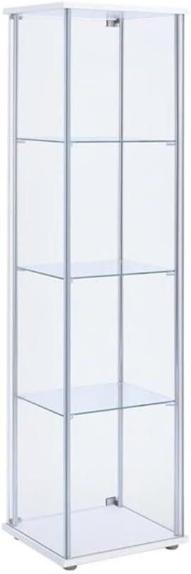 Rectangular 4-shelf Curio Cabinet White and Clear