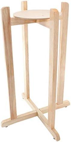 HetayC Floor Wood Stand Natural Varnish, 27" for Water Crock, Water Bottles, 3 & 5 Gallon Water Jug, and Plants