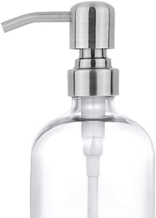 Clear Glass 16oz Soap Dispenser with Silver Stainless Steel Pump