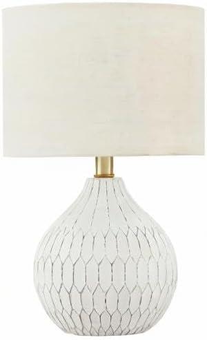 Wardmont Ceramic Table Lamp White - Signature Design by Ashley: Antique Finish, Drum Shade, UL Listed