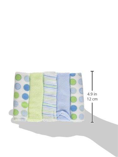Spasilk Baby Washcloth Wipes Set for Infant Boys and Girls, Terry Bath Scrub, Pack of 10, Blue Dots