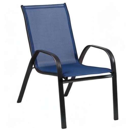 Flash Furniture 4 Pack Brazos Series Navy Outdoor Stack Chair with Flex Comfort Material and Metal Frame