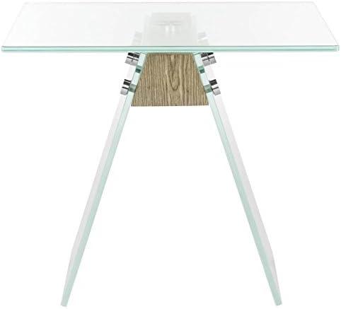 Modern Loft 34" Wood & Glass Grey Accent Table