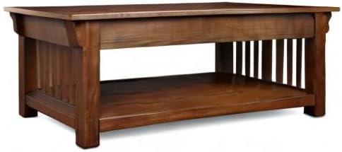 Leick Home Mission Coffee Table With Drawers And Shelf Medium Oak: CARB Certified, Ash Tabletop, No Tools Assembly