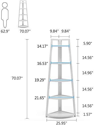 Hommoo 5-Tier Corner Shelf, 70" Tall Corner Ladder Shelf Small Bookshelf White