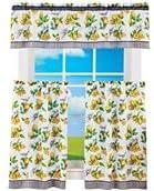 Lemon Drop Gray and Yellow Polyester Tier Curtain Set