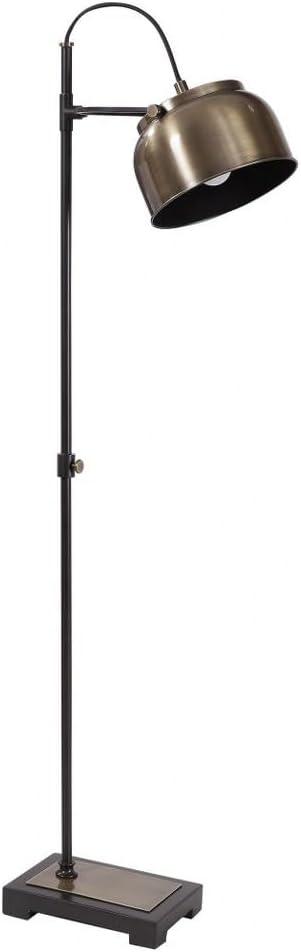 Uttermost Industrial Modern Arc Floor Lamp 62" Tall Plated Brass Aged Black Adjustable Dome Shade for Living Room Reading House