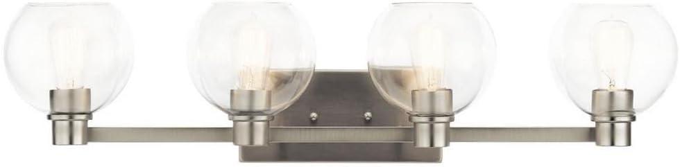 Harmony Brushed Nickel 33.5" Transitional Vanity Light with Clear Globe Shades