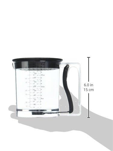Amco 4 Cup Easy Release Fat And Gravy Separator With Deep Removable Lid & Quick Release Handle - Black