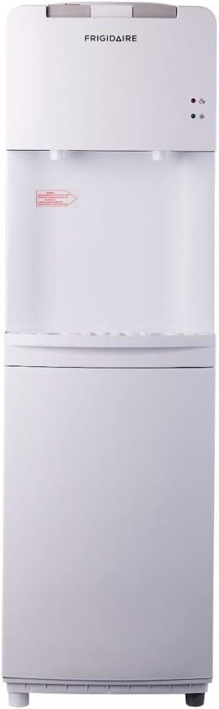Frigidaire Water Cooler White: Freestanding Electric Dispenser, 5 Gallon Capacity, Hot & Cold, Safety Switch