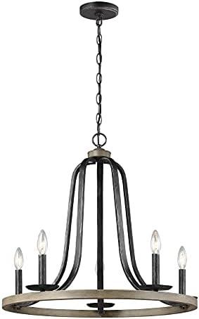 Conal Gray Metal 5-Light Outdoor Candle Chandelier