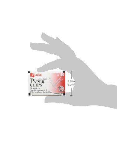 ACCO Paper Clips, #1, Nonskid, Silver, 100 Clips/Box, 10 Boxes/Pack