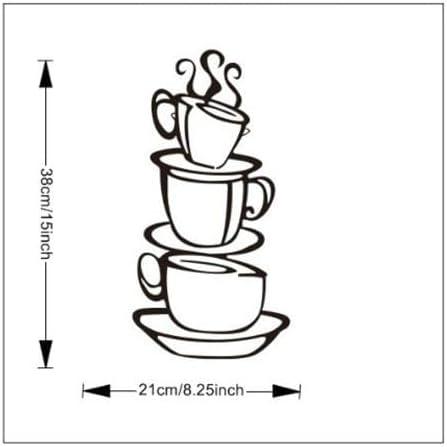 Coffee Cup Double Sided Visual Removable Wall Vinyl Sticker Decals Decor Art Bedroom Design Mural Black 15'' X 8''