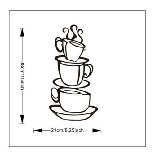 Coffee Cup Double Sided Visual Removable Wall Vinyl Sticker Decals Decor Art Bedroom Design Mural Black 15'' X 8''