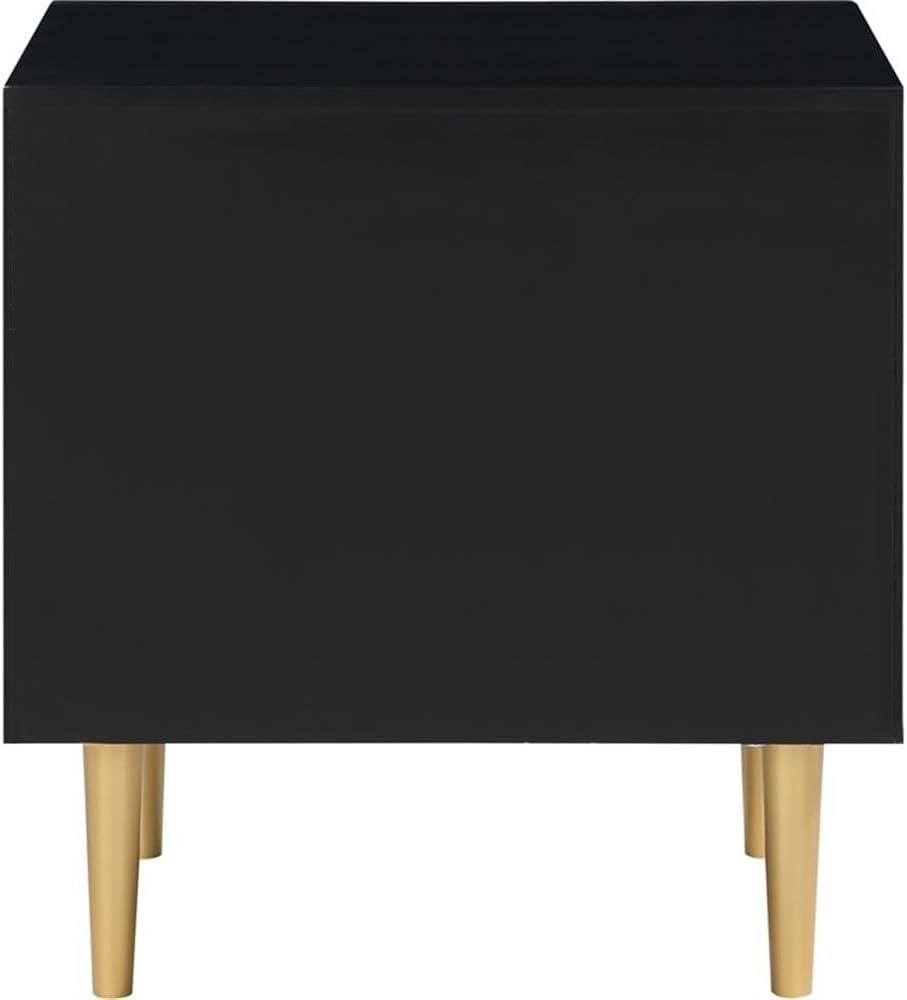 Meridian Furniture Zayne Contemporary Metal Nightstand in Rich Black Finish