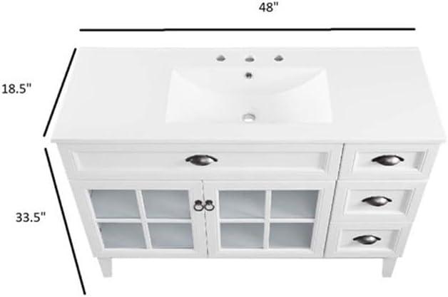 Modway Isle 48" Modern Wood Single Sink Bathroom Vanity Cabinet in White