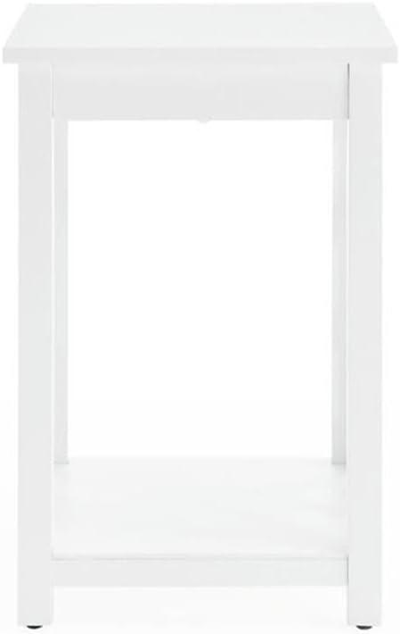 Alaterre Furniture Coventry Wood End Table with Tray and Bottom Shelf, Modern Accent Furniture, White