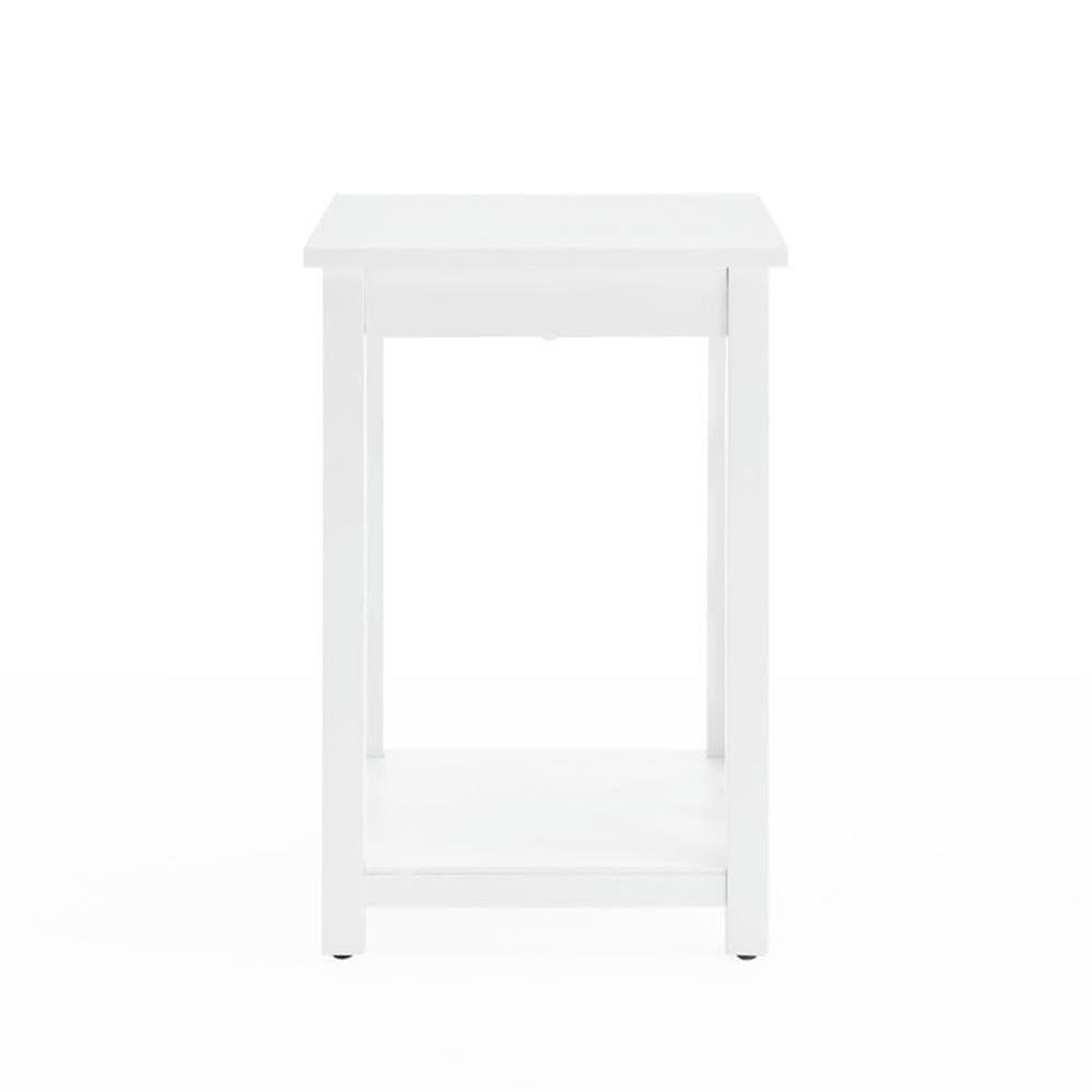 Alaterre Furniture Coventry Wood End Table with Tray and Bottom Shelf, Modern Accent Furniture, White