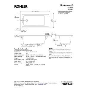 Underscore® 60" x 30" Drop-In or Undermount Acrylic Soaking Bathtub with Sloped Backrest