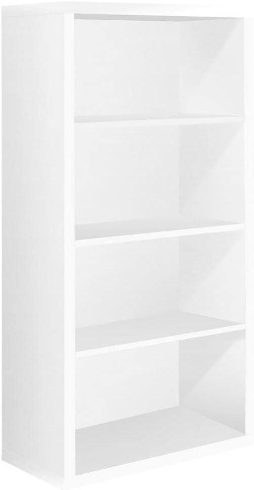 Sleek Contemporary White Bookcase with Adjustable Shelves