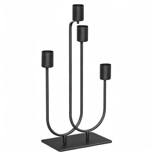 Brayden Studio® Candelabra Fireplace Black Vintage Metal Candle Stick Holders For Taper Candles Set Of 4 With Iron-0.8" Diameter Candlestick Ideal For Table Centerpiece