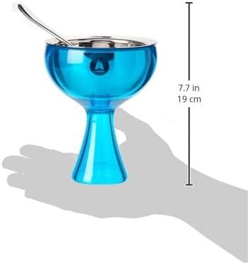 Blue Glass Dessert Bowl with Spoon