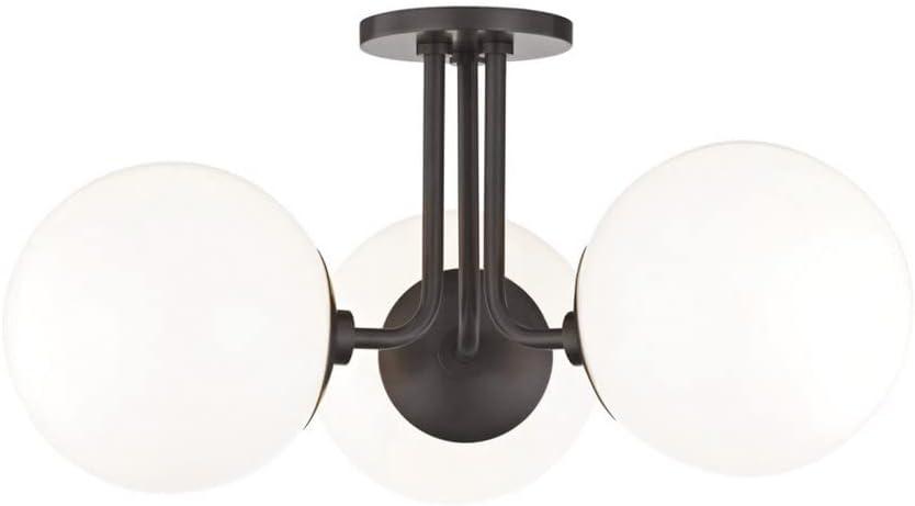 Mitzi Stella 3 - Light Semi-Flush Mount in  Old Bronze White Shade