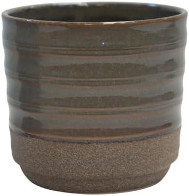 Misco Round Ceramic Reactive Planter, 5.51 Inch in Height Planter and 6 Inch in Diameter, Sage Color Ceramic Pot for Plants and Flowers for Indoor and Outdoor, Modern Decorative for The Home…