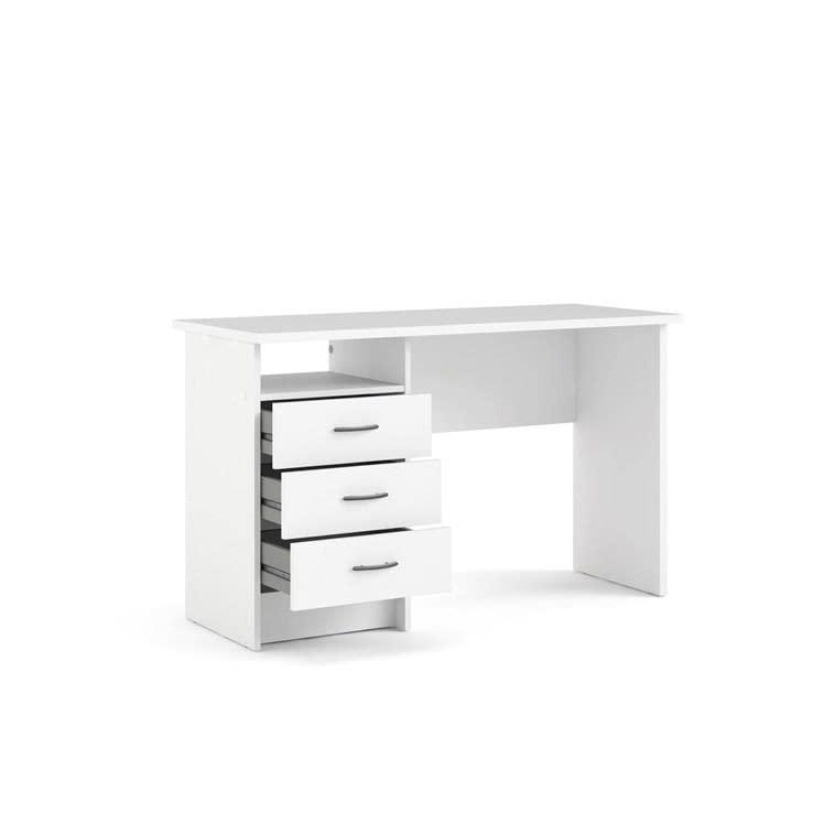 Tvilum Whitman 3 Drawer Office Desk with 1 Shelf for Adults, White