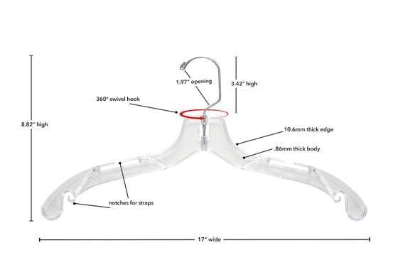NAHANCO #1505 17" White Medium Weight Plastic Shirt Hangers (Pack of 100)
