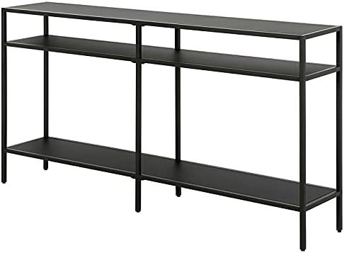55" Black Bronze Console Table with Metal Shelves - Henn&Hart