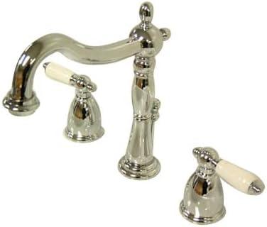 Kingston Brass Kingston Brass Heritage Two-Handle 3-Hole Deck Mount Widespread Bathroom Faucet with Brass Pop-Up Drain KB1977PX